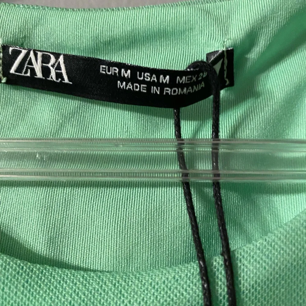 NWT Zara dress us med Green Party/cocktail mesh overlay NWT made in Romania - Picture 12 of 15